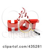 Poster, Art Print Of 3d Magnifying Glass Over The Red Word Hot