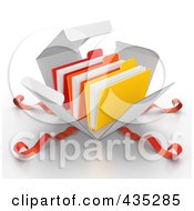 Poster, Art Print Of 3d File Folders Bursting Out Through A White Box With Red Ribbons