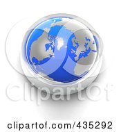 Poster, Art Print Of 3d Blue Globe Button