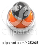 Poster, Art Print Of 3d Orange Button With A Black Globe