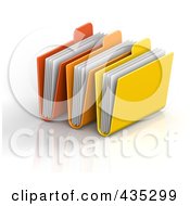 Poster, Art Print Of 3d Red Orange And Yellow File Folders With Documents