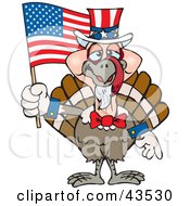 Poster, Art Print Of Patriotic Uncle Sam Turkey Waving An American Flag On Independence Day