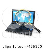 Poster, Art Print Of 3d Magnifying Glass Zooming In On A World Map On A Laptop Screen