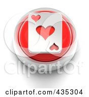 Poster, Art Print Of 3d Red Heart Playing Card Button