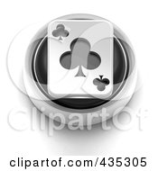 Poster, Art Print Of 3d Black Club Playing Card Button