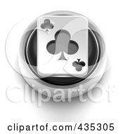 Royalty Free RF Clipart Illustration Of A 3d Black Club Playing Card Button by Tonis Pan