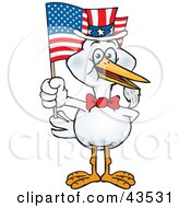 Poster, Art Print Of Patriotic Uncle Sam Stork Waving An American Flag On Independence Day