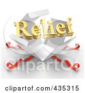 Poster, Art Print Of 3d Word Relief Bursting Out Through A White Box With Red Ribbons