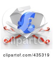 Poster, Art Print Of 3d Euro Symbol Bursting Out Through A White Box With Red Ribbons