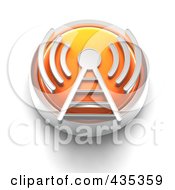 Royalty Free RF Clipart Illustration Of A 3d Orange Wifi Button