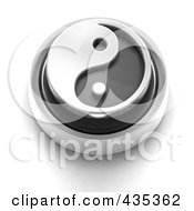 Royalty Free RF Clipart Illustration Of A 3d Black And White Yin Yang Button