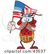 Patriotic Uncle Sam Ant Waving An American Flag On Independence Day