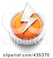 3d Orange Thunder Bolt Button