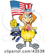 Clipart Illustration Of A Patriotic Uncle Sam Rooster Waving An American Flag On Independence Day