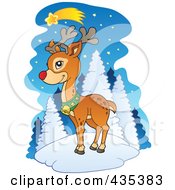 Poster, Art Print Of Rudolph The Red Nose Reindeer Under A Shooting Star