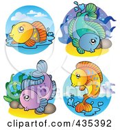 Royalty Free RF Clipart Illustration Of A Digital Collage Of Freshwater Fish 2