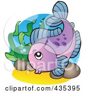 Royalty Free RF Clipart Illustration Of A Logo Of A Purple Freshwater Fish
