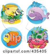 Poster, Art Print Of Digital Collage Of Sea Creatures - 4