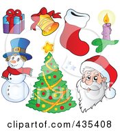 Poster, Art Print Of Digital Collage Of Santa A Snowman Christmas Tree And Other Items