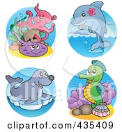 Digital Collage Of Sea Creatures - 3