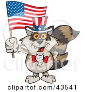Poster, Art Print Of Patriotic Uncle Sam Raccoon Waving An American Flag On Independence Day