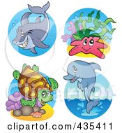 Royalty Free RF Clipart Illustration Of A Digital Collage Of Sea Creatures 2