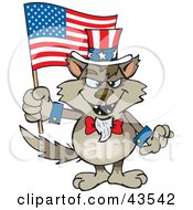Poster, Art Print Of Patriotic Uncle Sam Wolf Waving An American Flag On Independence Day