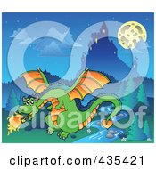 Poster, Art Print Of Dragon Guarding A Castle - 4