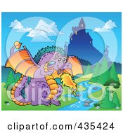 Poster, Art Print Of Dragon Guarding A Castle - 2