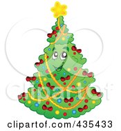 Royalty Free RF Clipart Illustration Of A Friendly Christmas Tree