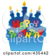 Poster, Art Print Of Happy Birthday Text Against A Blue Cake