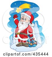 Poster, Art Print Of Santa Waving Under A Shooting Star