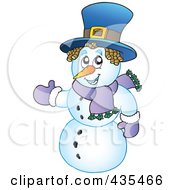 Royalty Free RF Clipart Illustration Of A Snowman In Purple Mittens And A Scarf