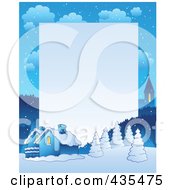 Poster, Art Print Of Winter Village Frame With Copyspace