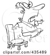Line Art Design Of A Man Bouncing Out Of His Chair After Sitting On A Whoopee Cushion