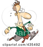 Royalty Free RF Clipart Illustration Of A Late Cartoon Businessman Running And Glancing At His Watch