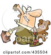 Poster, Art Print Of Caucasian Businessman Carrying His Teddy Bear To Work