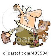 Caucasian Businessman Carrying His Teddy Bear To Work