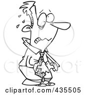 Poster, Art Print Of Line Art Design Of A Worried Businessman Clasping His Hands And Sweating