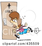 Royalty Free RF Clipart Illustration Of A Little Girl Rushing To The Restroom