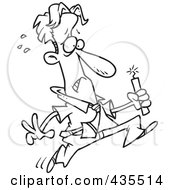 Poster, Art Print Of Line Art Design Of A Worried Businessman Running With Dynamite