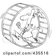 Royalty Free RF Clipart Illustration Of A Line Art Design Of A Businessman Running In A Wheel