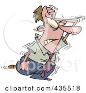Royalty Free RF Clipart Illustration Of A Frustrated Caucasian Businessman Wearing A Nicotine Patch And Going Through Withdrawals