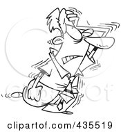 Royalty Free RF Clipart Illustration Of A Line Art Design Of A Frustrated Businessman Wearing A Nicotine Patch And Going Through Withdrawals by toonaday