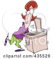 Royalty Free RF Clipart Illustration Of A Woman With Her Arm Stuck In A Washer