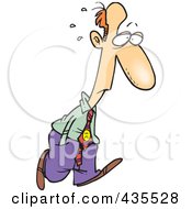 Royalty Free RF Clipart Illustration Of A Nervous Caucasian Businessman Walking With His Hands In His Pocket