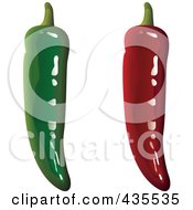 Royalty Free RF Clipart Illustration Of A Digital Collage Of Shiny 3d Red And Green Hot Peppers by michaeltravers