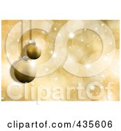 Poster, Art Print Of 3d Gold Christmas Ornaments Over Gold Sparkles