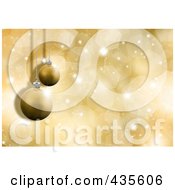 Royalty Free RF Clipart Illustration Of 3d Gold Christmas Ornaments Over Gold Sparkles