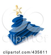 Poster, Art Print Of 3d Blue Scribble Christmas Tree